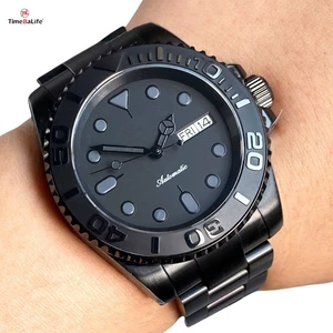 OEM Custom 40mm Case 8205 Movement Ceramic Bezel Black PVD Automatic Men's Watch Sapphire Glass With Stainless steel Strap