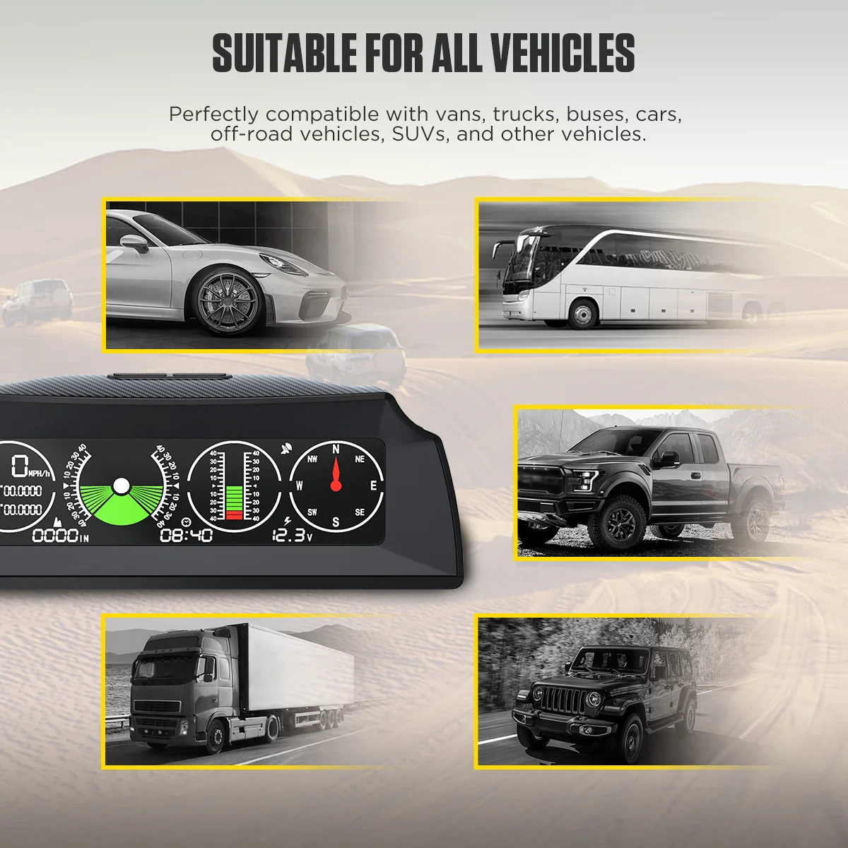 Autool Navigation AUTOOL X90 GPS Inclinometer HUD: Digital Speed & Tilt Angle Monitor ...