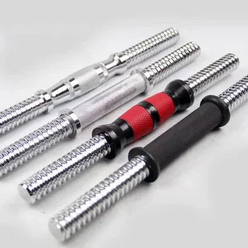 Chrome weightlifting gym equipment round rods safety squat dumbbell rubber handle barbell