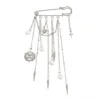 Silver Chain with Pearl & Eye Pendants Brooch