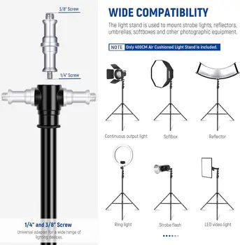 NEEWER 13ft/4m Air Cushioned Light Stand, Heavy Duty All Metal Photography Tripod Stand with 1/4 to 3/8 Reversible Spigot, 3 detail image