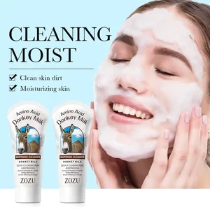 OEM ZOZU Private Label Natural Organic Amino Acid Donkey Milk Deep Clean Whitening Face Cleanser