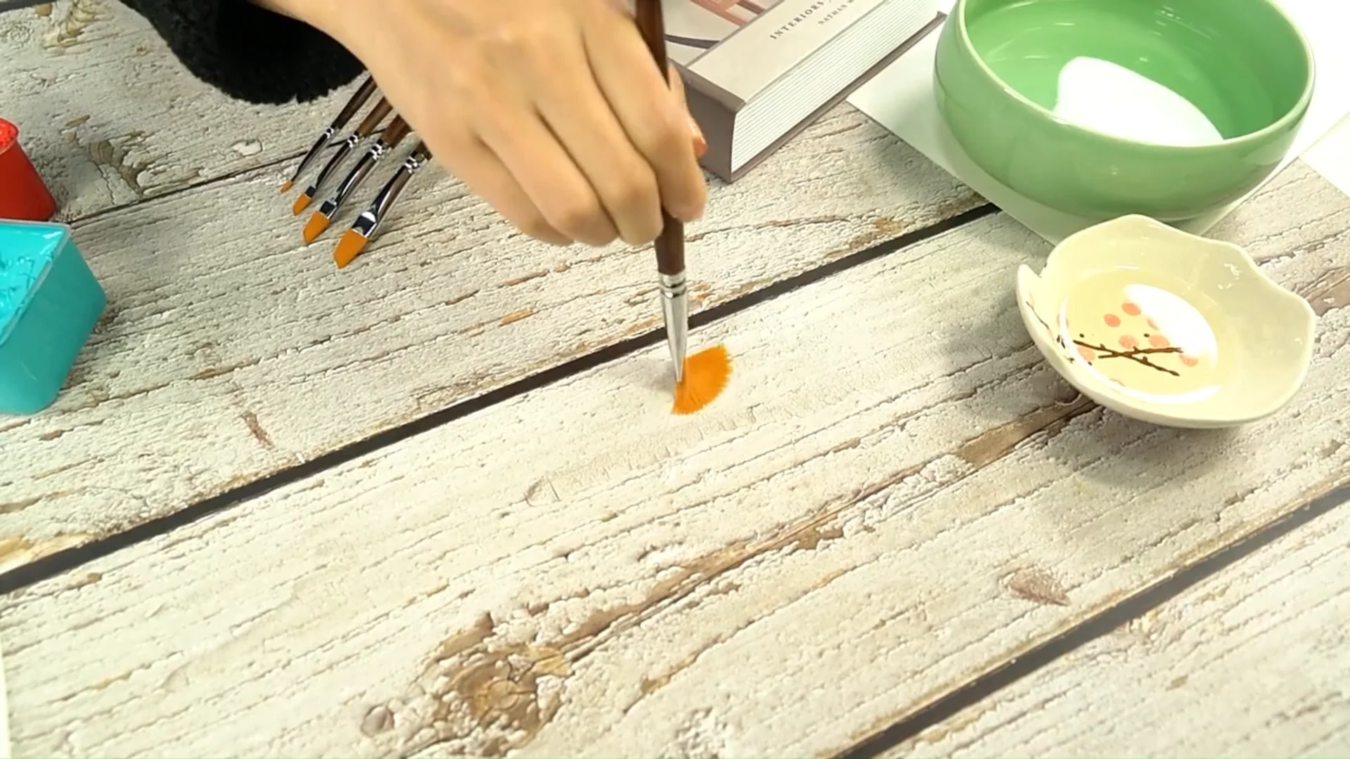 Professional Painting Supplies Long Handle Brush Set Watercolor Flat