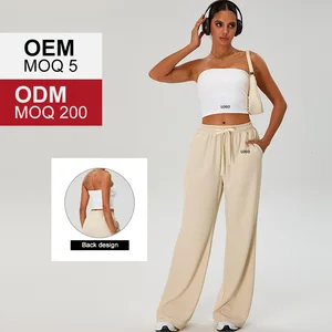 TM0272Y  Yoga Set with Long-sleeved  Strapless Quick-drying tank Top Sports Top for Shaping the Back  Wide Leg Sports Pants