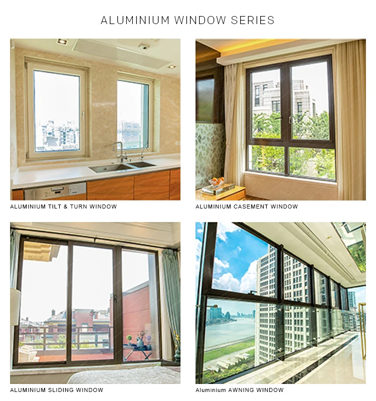 Aluminum Glass Windows House office Villa Aluminium Profile Fixed Window with Double Glazed Tempered Glass details