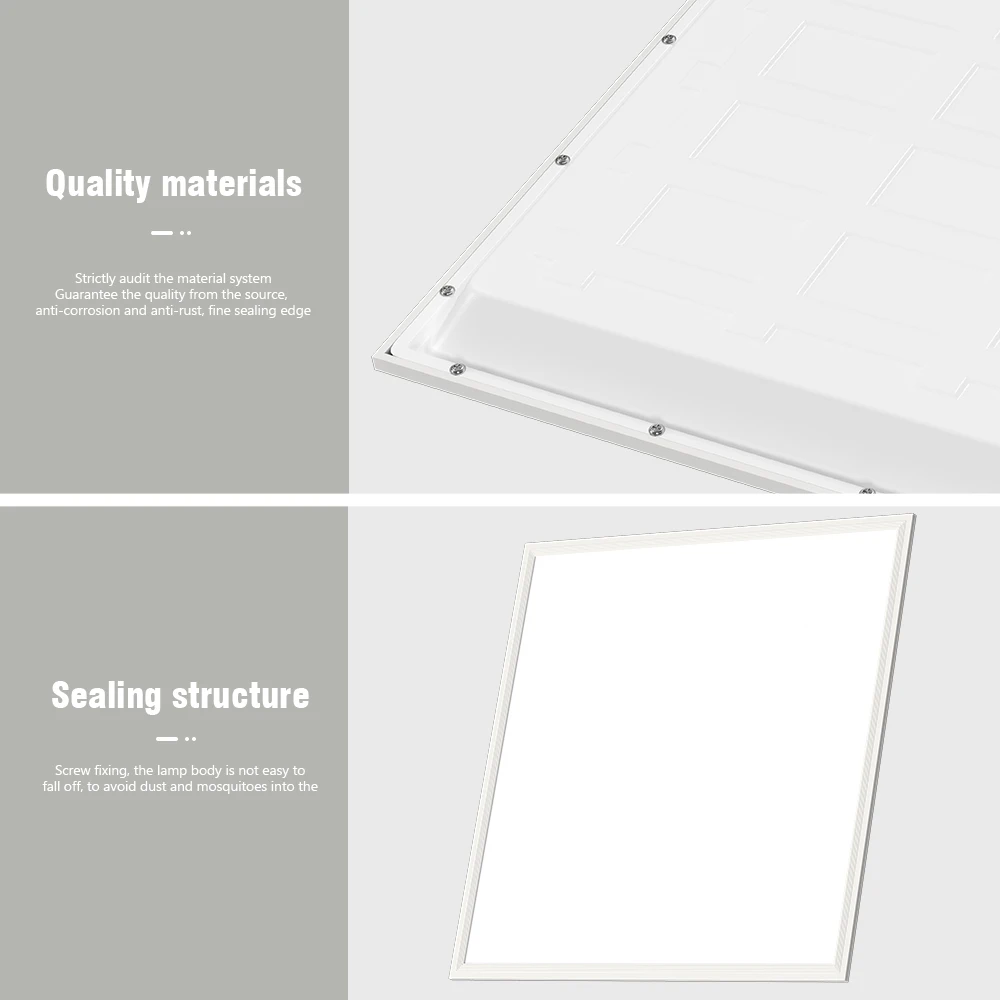 Indoor Lighting Recessed Ceiling Lamp Ip20 Pc Body Square Slim Led Smd2835 Panel Lights for Industrial Supermarket Office Hotel