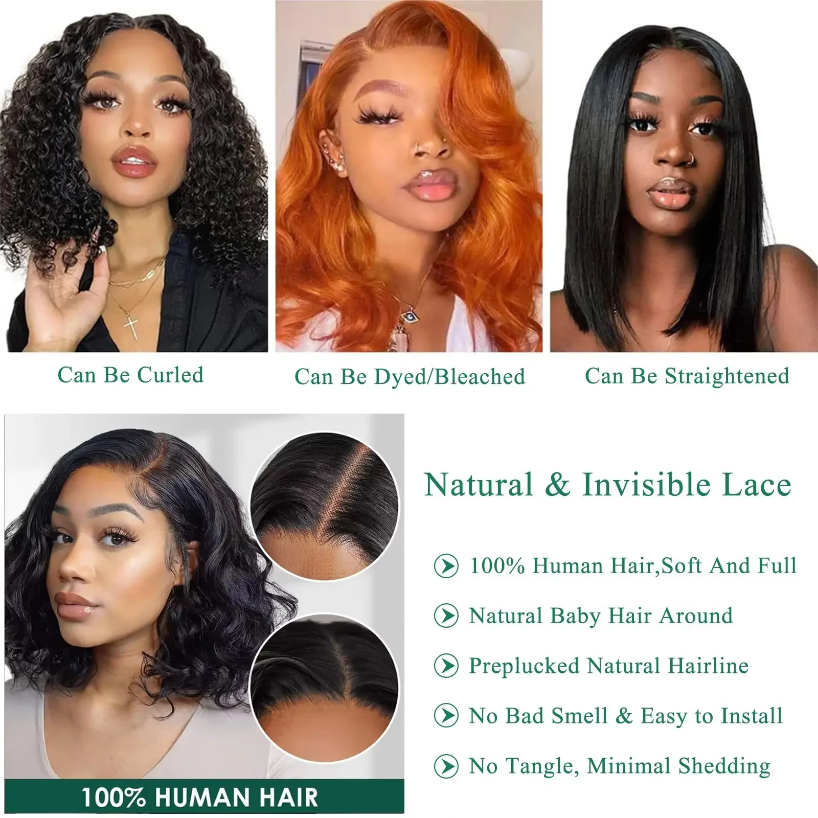 Honey Blonde Stripe Brown Lace Frontal Human Hair Wigs Transparent 13x4 Full Lace Front Body Wave Bob Wig Pre Plucked_voghion.com