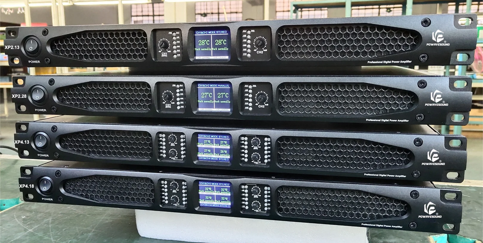 1Uデジタルパワーアンプ2オーム12000WPowavesoundチャイナアンプ、LCD
