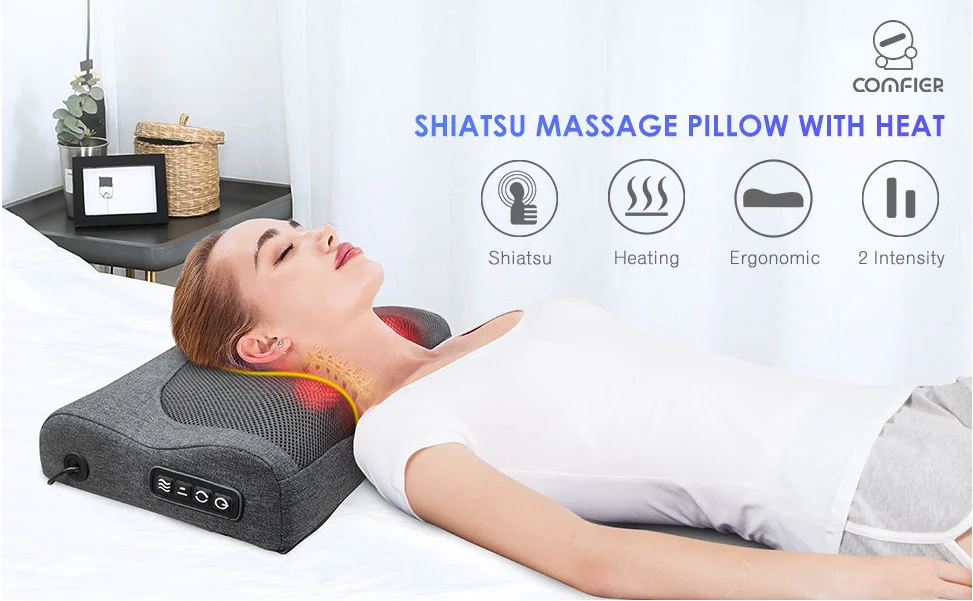 Comfier Shiatsu Neck Massager Pillow- Neck and Back Massager with Heat