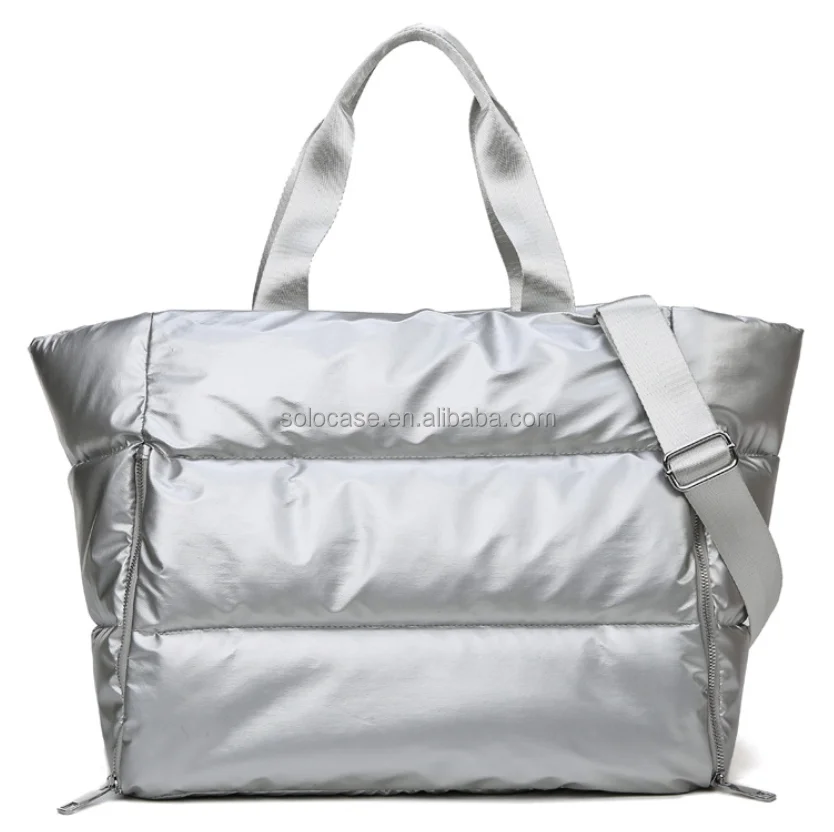 Cotton Padded Down Feather Fabric Quilted Tote Bag