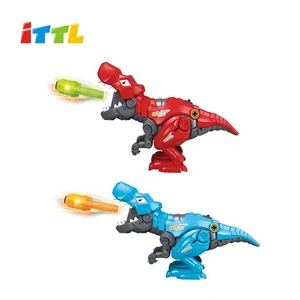 ITTL Children Shooting Game Toys 2 Color Electric Dinosaur Shooting Launcher Gun Toy With Bullets Sound Light
