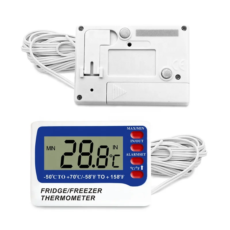 Ldt-17 High Low Temperature Alarm Digital in out Fridge Freezer  Refrigerator Thermometer with Magnet - China Wire: 3m, Temperature Range:  -50-70c/58-158f