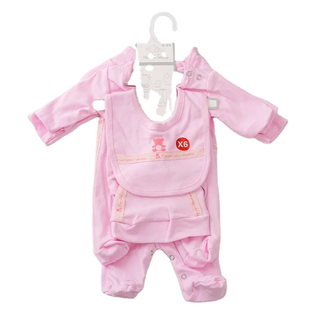 Baby onesie baby suit pure cotton knitted six-piece set--short sleeve romper *2 +long sleeve romper *1+pants*1+bibs*1+cap*1