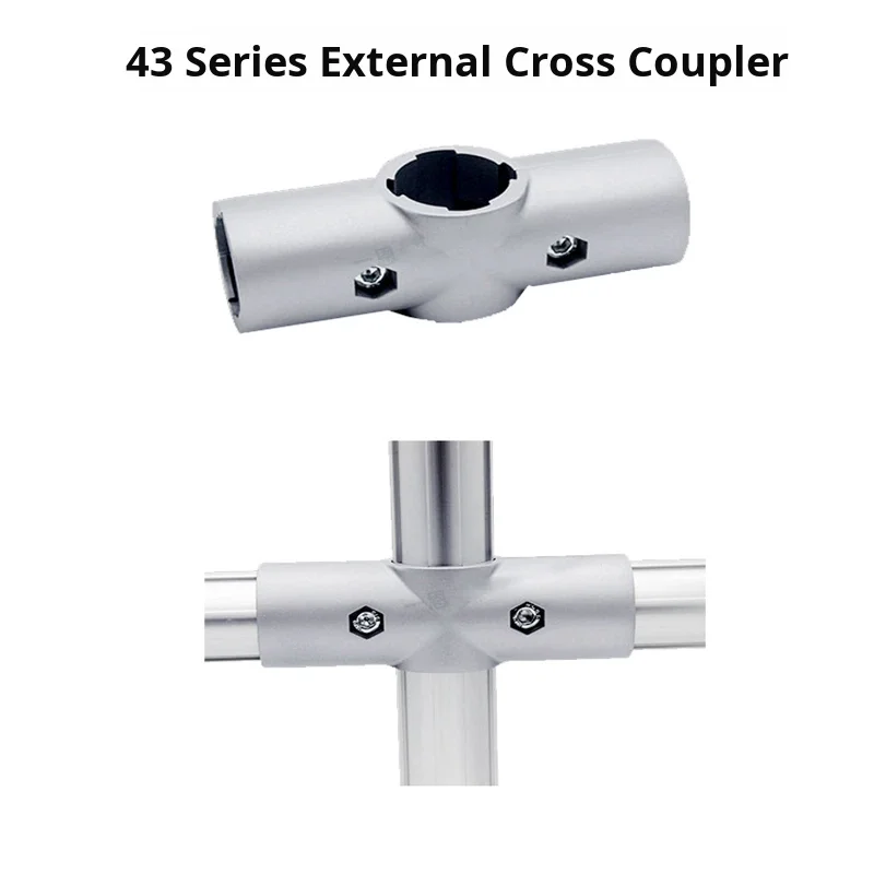 43mm Series External Cross Joint Third Generation 4000 Series Aluminum Alloy Wire Rod Lean Pipe Connector Accessories Car