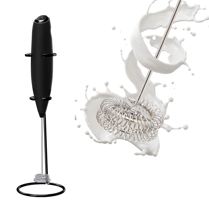 Bean Envy Milk Frother for Coffee - Handheld, Foamer & Frother with Stand,  Black 