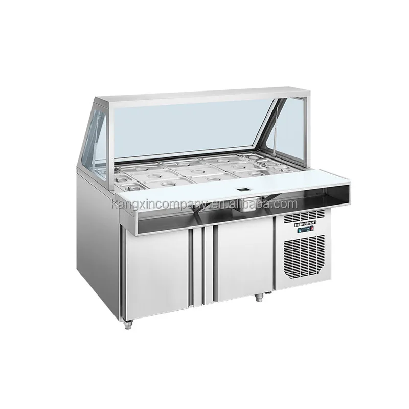 Commercial Use Subway Sandwich Prep Table Refrigerated Cover Lid Customized Salad Bar for Buffet Service 1.5M Digital Controller