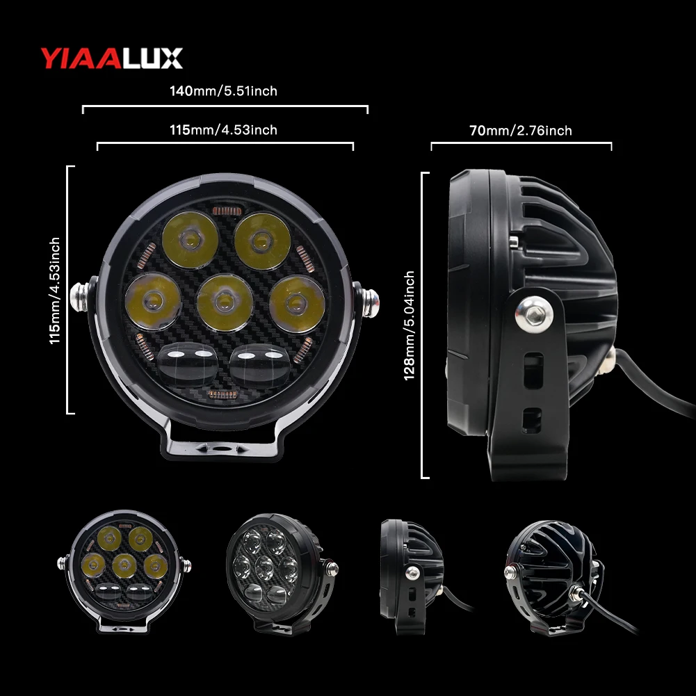 12V 80W 오토바이 스포트라이트 더블 LED 차량용 램프 DRL 기능 포함 4x4 오토바이 보조 안개등 듀얼 컬러 화이트 옐로우 라이트