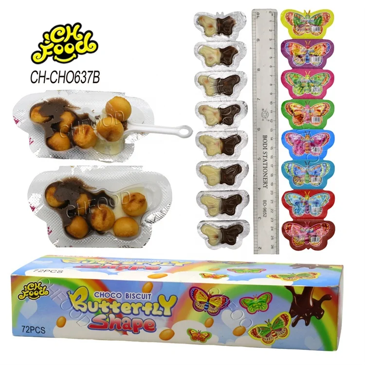 Butterfly Chocolate Biscuits Box Packing Funny Chocolate Candy Toy for Kids Mini Cartoon Chocolate Biscuits Cup Halal Snack OEM