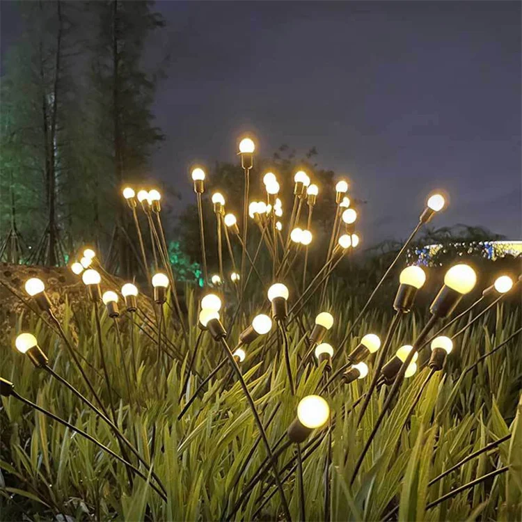 Twin Pack Starburst Swaying Solar Wind Blow Decorative Solar Garden Light Outdoor Waterproof Firefly Path Party Lamp Warm White