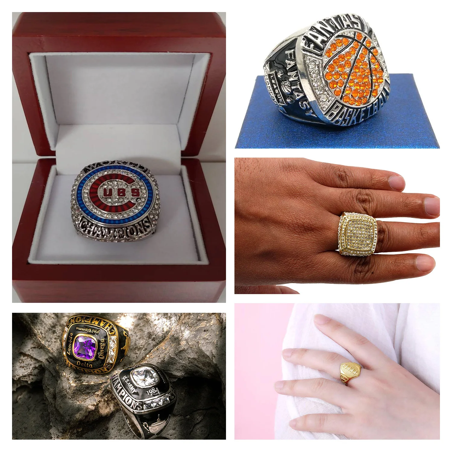 Stainless Steel Crystal Women Men Award Kid Softball Finger Youth Football  Custom Baseball Basketball Championship Ring