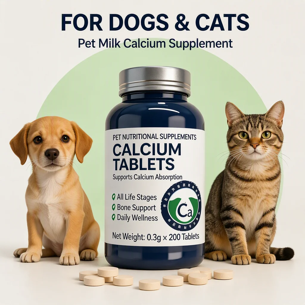 Pevet Pet Milk Calcium Tablets Calcium Supplement Supports Bone Development and Teeth Health for Dogs and Cats