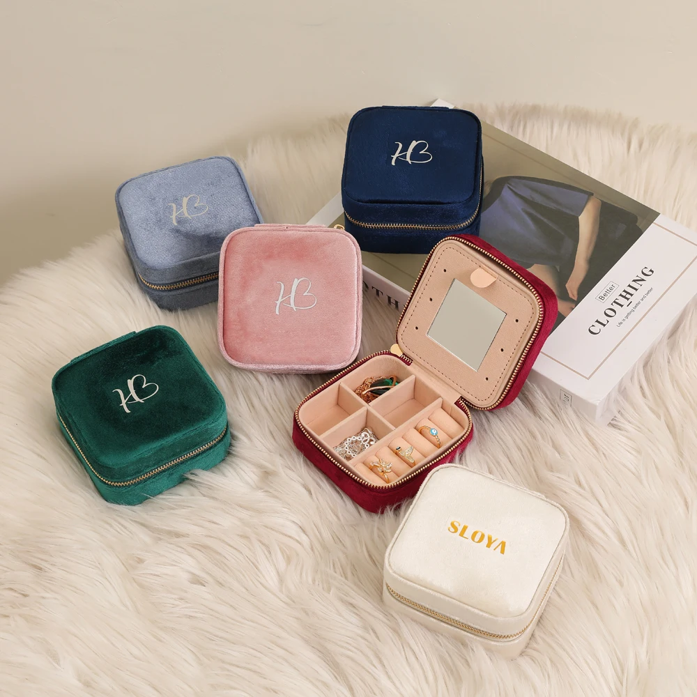 Custom Logo Italian Velvet Travel Jewelry Box Organizer Wholesale