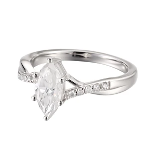 Marquise Cut Engagement Ring 925 Sterling Silver Sparkling Wedding Band with Side Stones Elegant Fine Jewelry Gift for Women