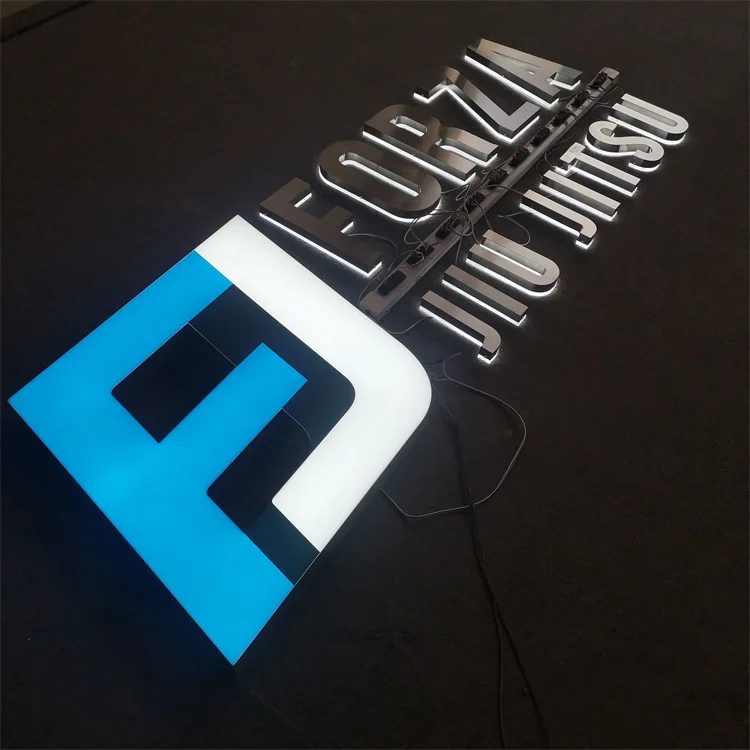 High Quality Easy Wall Mounted LED  Reversed Stainless Steel Company Brand Name LED  Backlit Letter Sign