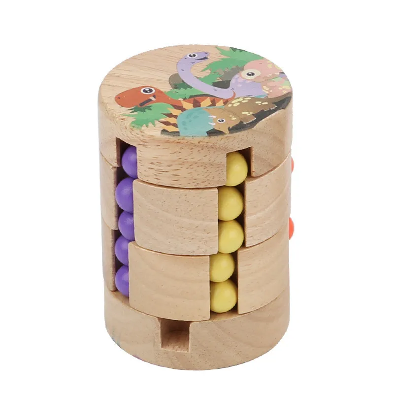 Kids Develop Intelligence Rotating Cube Puzzle Fidget Toy Educational Learning Wooden Magic Beans Toy