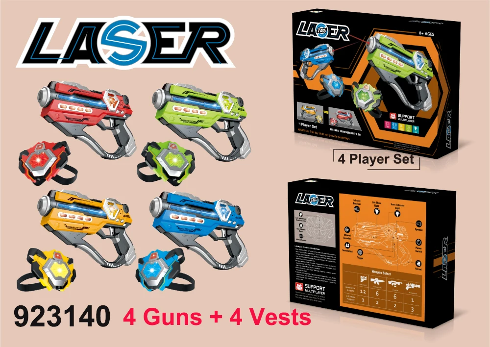 Laser Tag Guns Set of with Digital LED Score Display Vests