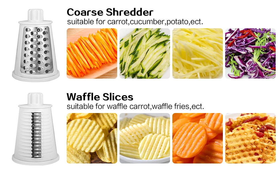 Manual Food Processor 5 Blades Cheese Grater Rotary Grater Handle