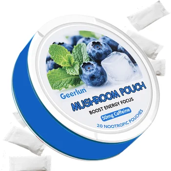 OEM Organic Energy Pouches Lion'S Mane Mushroom L-Theanine Supplement Nootropic Natural Caffeine Pouches