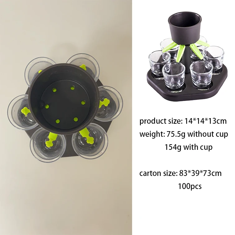 Distributeur à Cocktails 6 Verres ALEVMOOM - Verseur Multiple Pour Shots Et Boissons - Design Floral
