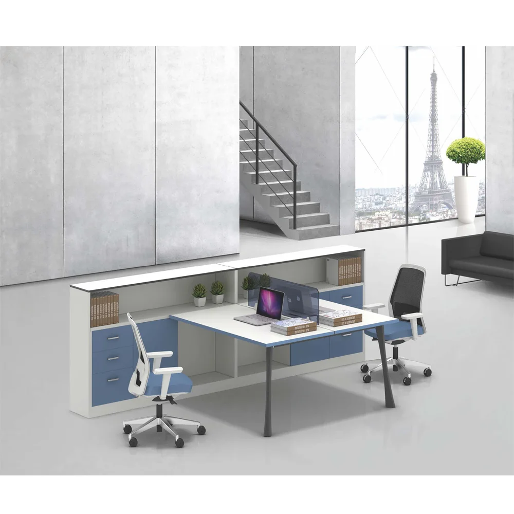 Antique and modern 2 people bench office  partition workstation of office table
