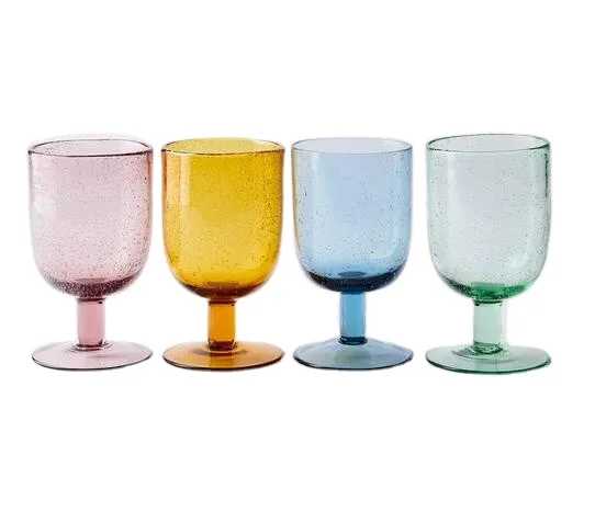Custom Short Stem Colored Glass Juice Cup Restaurant Drinkware Red Wine Goblet