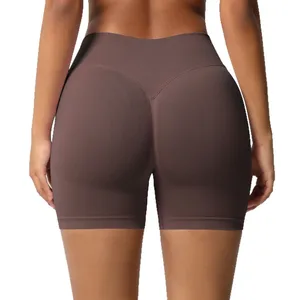 Seamless 3-Panel Waist Workout Shorts High Waist Peach Shaping Butt Lifting Yoga Shorts Quick Dry Running Fitness Wear