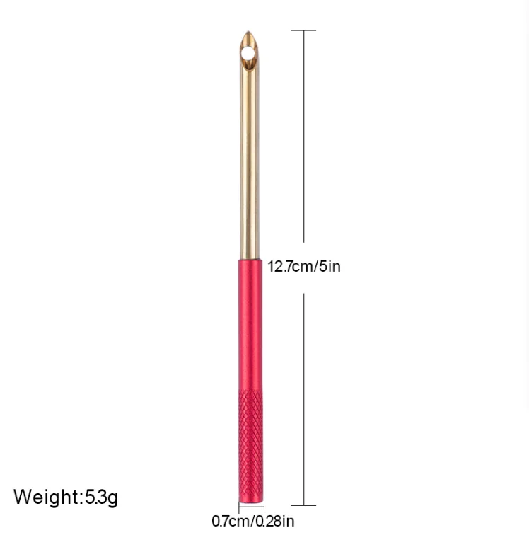 RTS Red Punch Needles With Threader Set Embroidery Tools Handle Punch Needle