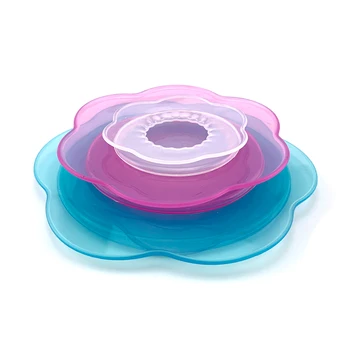 3 sizes/Set Flower Shape Colorful Silicone Stretch Reusable Fruit Food Cover Sealing Plate Can Storage Cover Lid