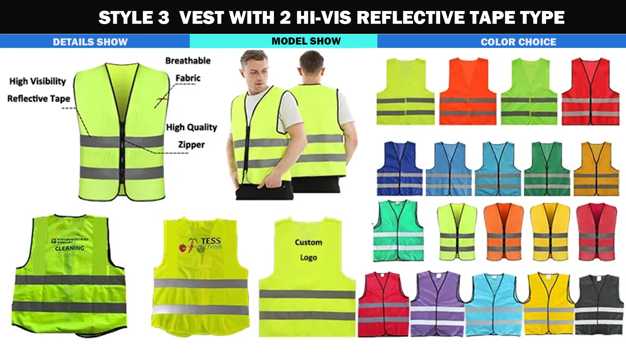 Safety Vest With Custom Logo Reflective Tape High Visibility Safety ...