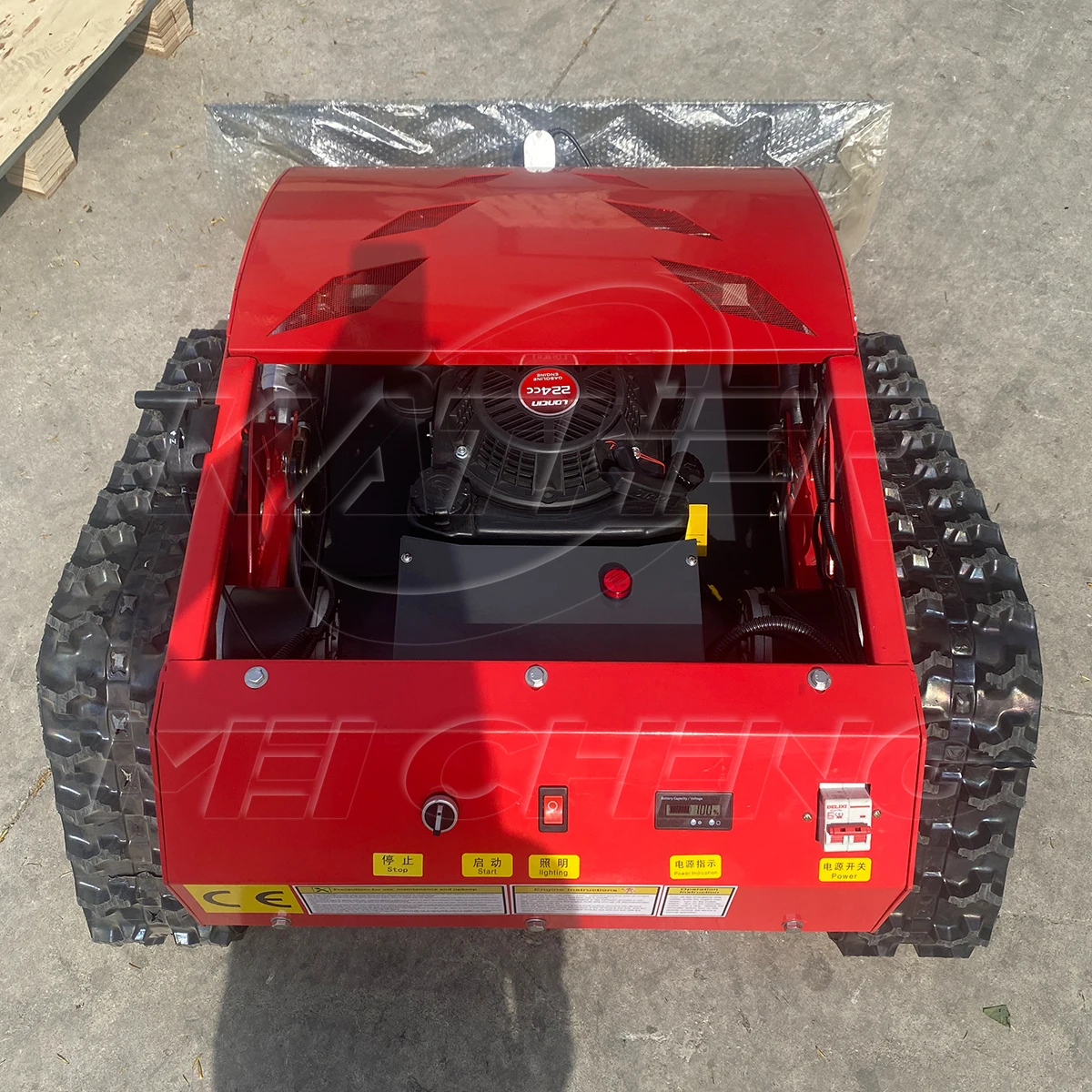 product loncin 196cc gasoline engine diy grade self propelled crawler lawn mower with remote control for orchard grass cutting-18