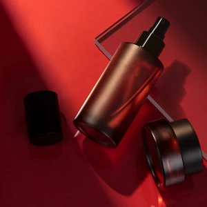 Frascos Para Cosmeticos 15 20 30 40 50 100 120 150 ml Cosmetic Glass Bottle Matt Red Cosmetic Jar Skincare Bottle Set