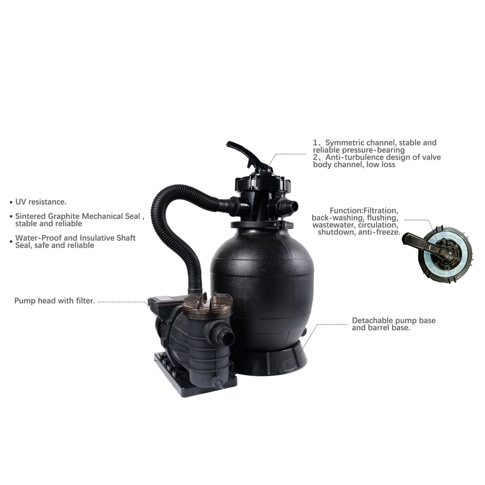 Pump Head with Filter Water Proof Sand Pool Filter for Above Ground Pool