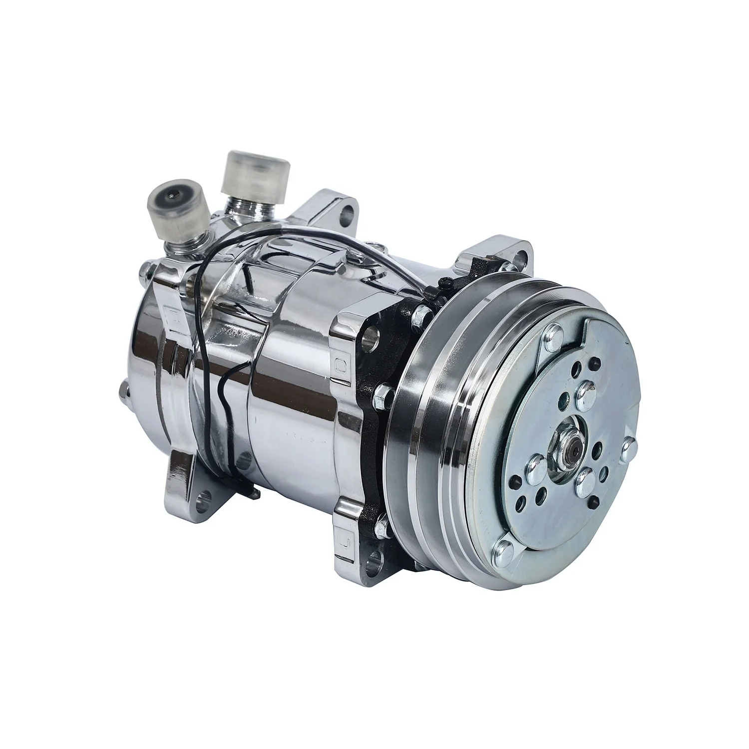 CARSTECH Universal A/C Compressor With Black 2PK Clutch Sanden SD 508 Style 5H14 R134A V Belt 24V