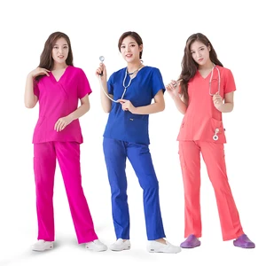 Custom-Made Breathable Polyester Cotton Woven Scrub Suit Short-Sleeved Working Uniforms for Hospital Doctors Nurses