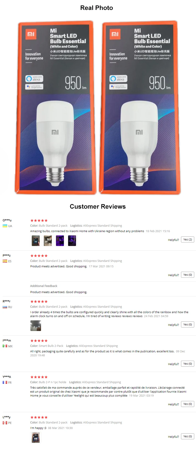 Xiaomi Led Rgb Bulb Light 950lm Wifi Mi Led Smart Bulb Essential White ...