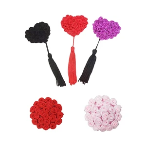 Hot Sale Silicone Adhesive Nipple Pasties Custom Breathable Intimate Sexy Rose Flower Nipple Cover with Tassels for Women Sexy