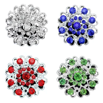 Silver Plated Round Shape Flower Brooches Rhinestone Brooch Pin Crystal Floral Women Pin