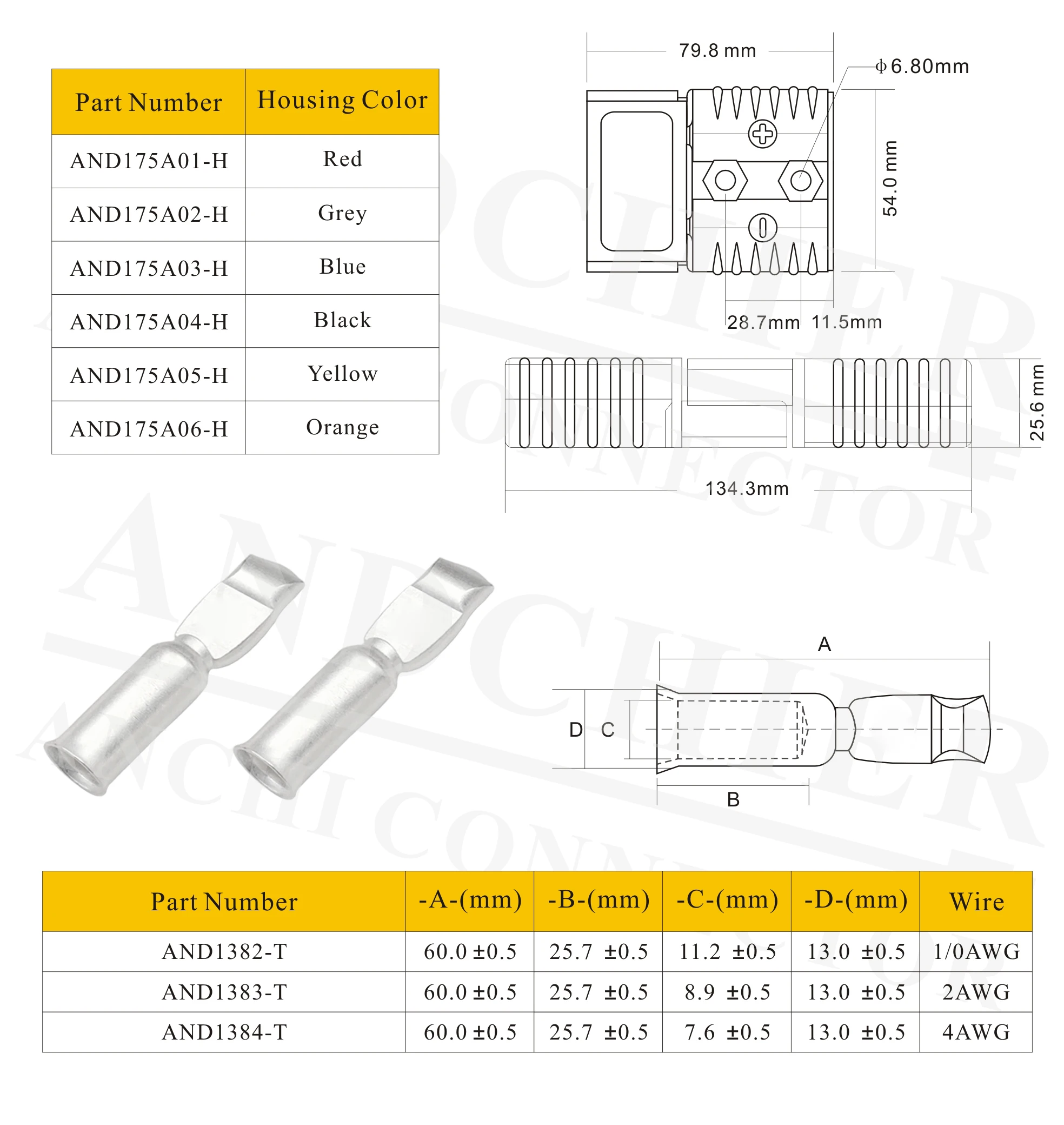 Wire Plug Battery Connector High Current 40a50a120a175a350a 600v Battery Connector For Ebike 8051