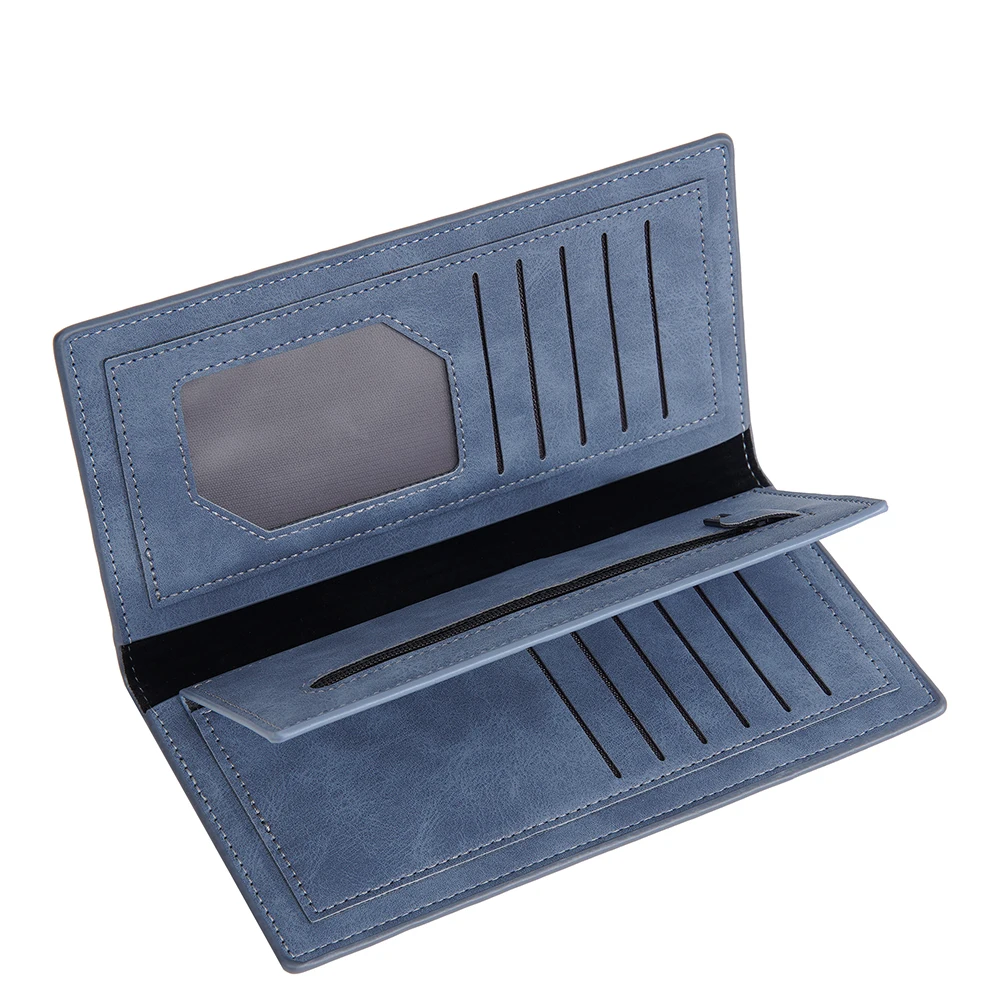 Vintage Pu Leather Long Wallet For Men With Rfid Protection