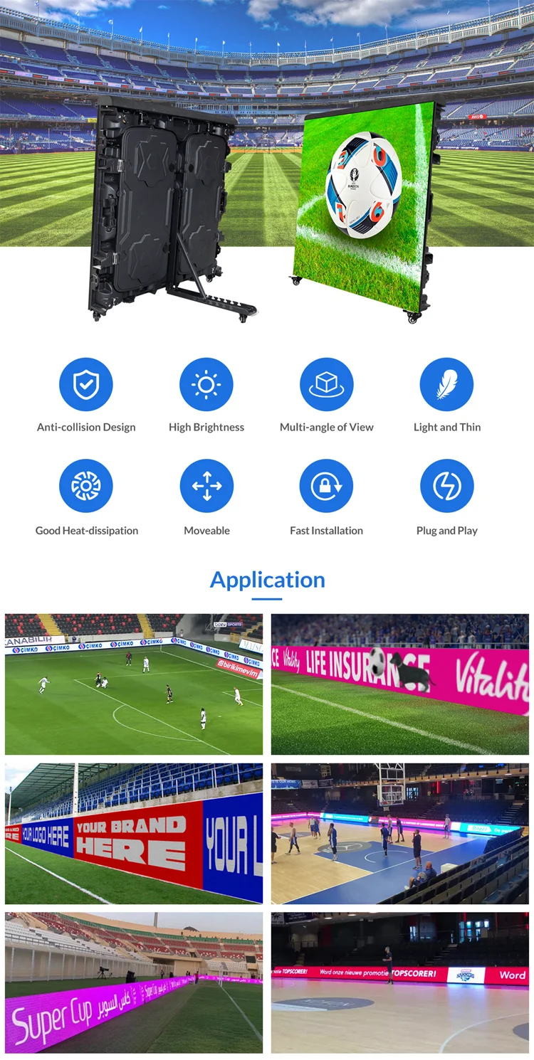 3D P4 P5 P6 P8 P10 outdoor indoor rentals full color Football stadium perimeter led display Screen